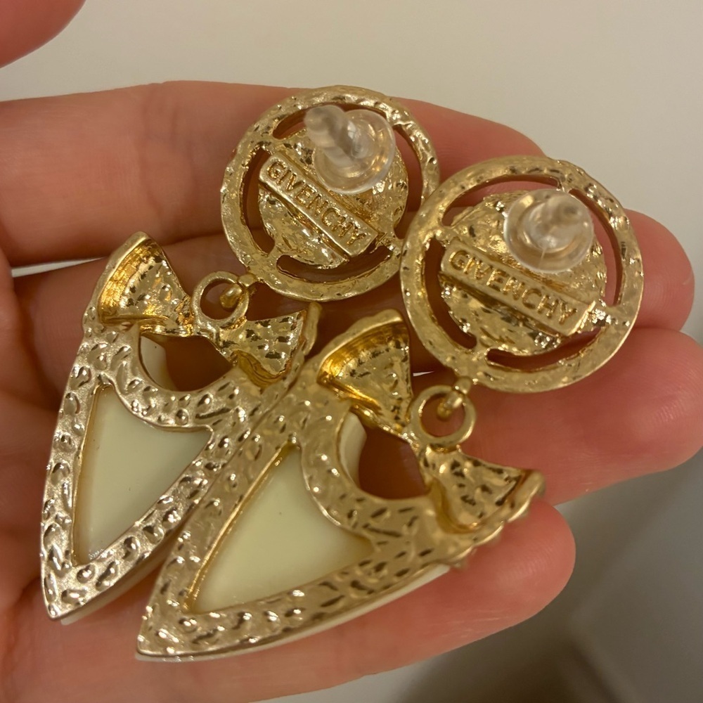 Givenchy Gold and Cream Drop Earrings - Picture 7 of 7